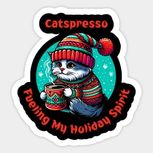 I Love Coffee Christmas And Cats, Cat And Coffee Sticker
